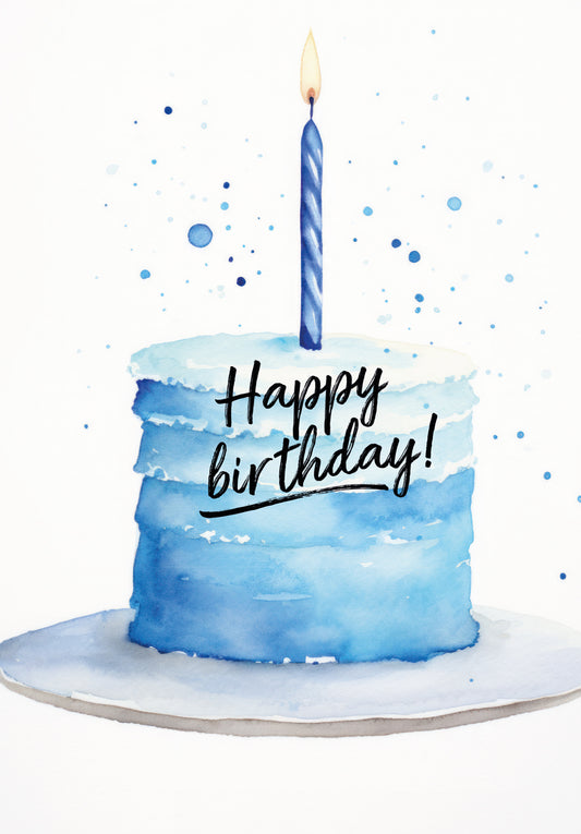 Happy Birthday - Torte Blau