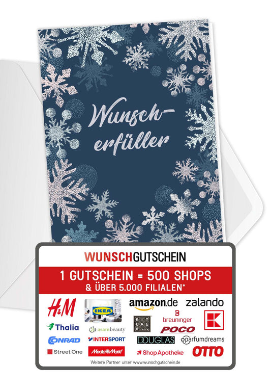 Wunscherfüller - Schneeflocken Blau (Gutscheinwert)