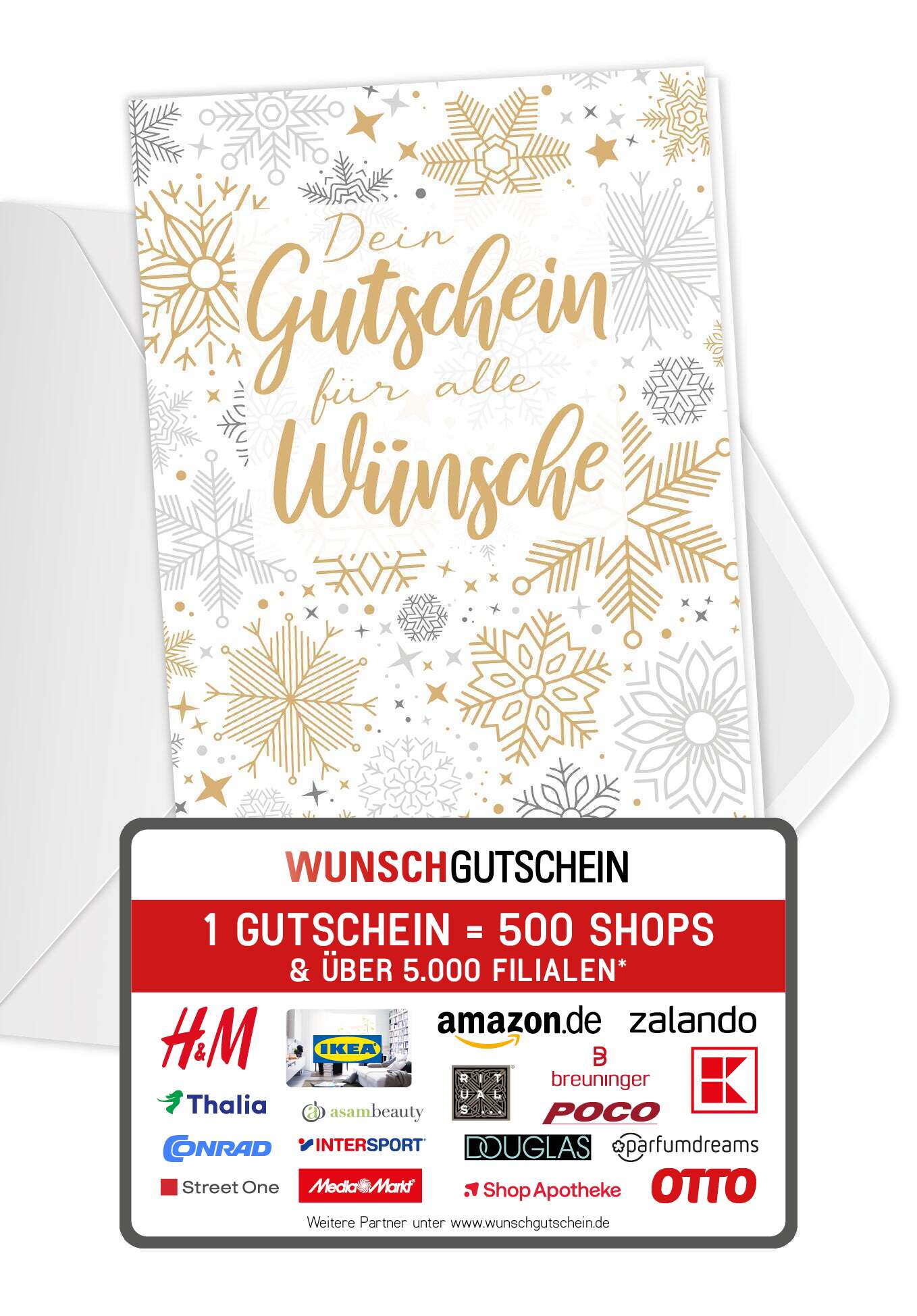 Für alle Wünsche - Schneeflocken Gold (Gutscheinwert)