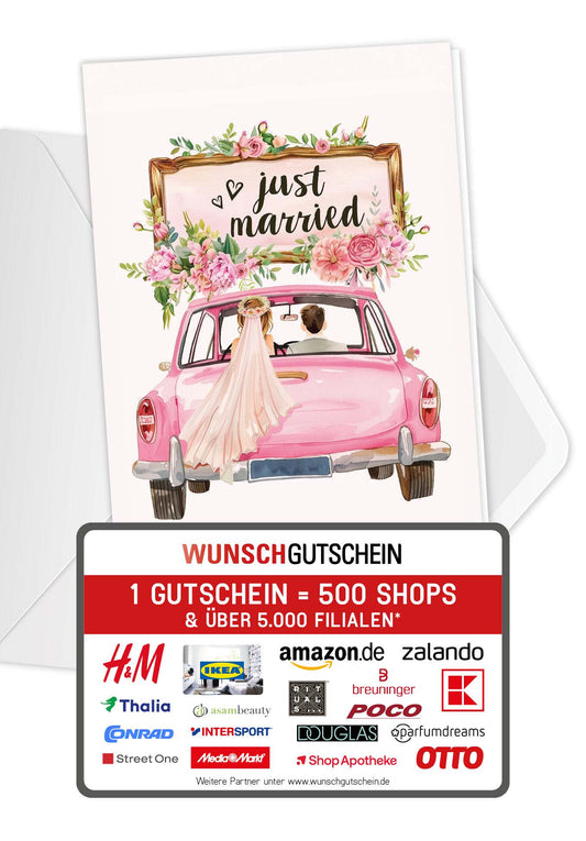 Just Married - Auto Rosa (Gutscheinwert)