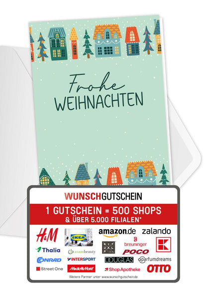 Frohe Weihnachten - Häuser (Gutscheinwert)