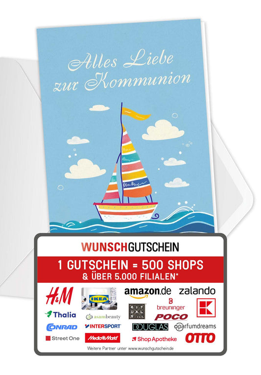 Alles Liebe zur Kommunion - Segelboot (Gutscheinwert)