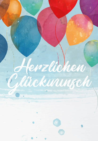 Herzlichen Glückwunsch - Bunte Ballons (Gutscheinwert)