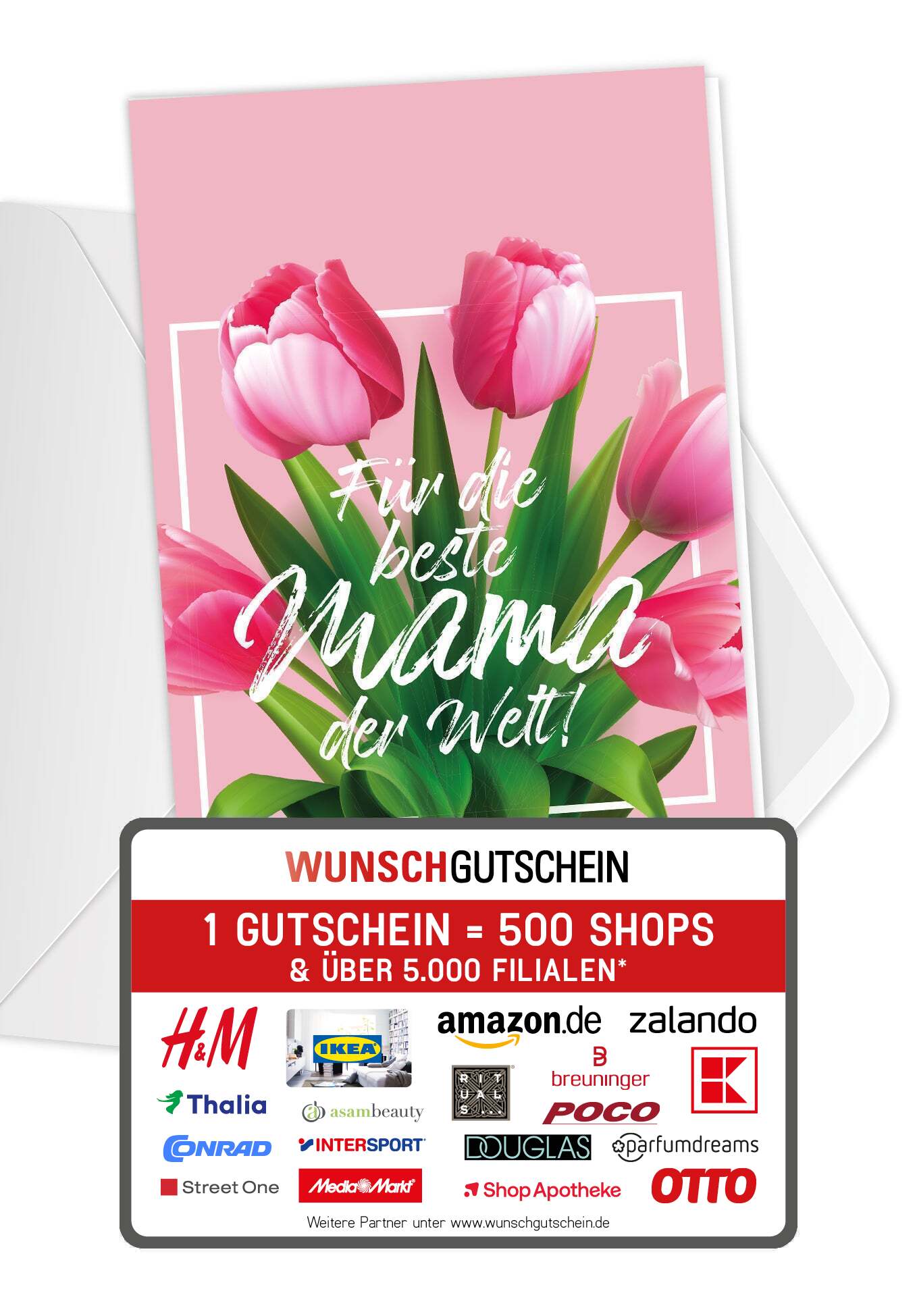 Für die beste Mama - Pinke Tulpen