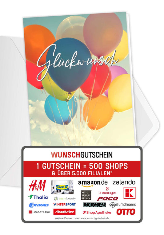 Glückwunsch - Bunte Ballons (Gutscheinwert)