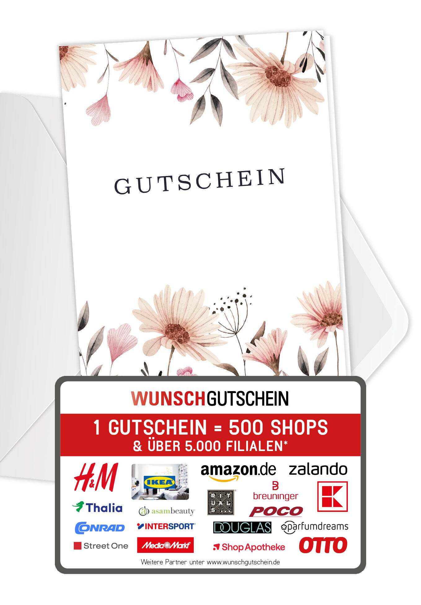 Gutschein - Blumen weiß (Gutscheinwert)