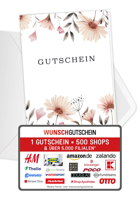 Gutschein - Blumen weiß